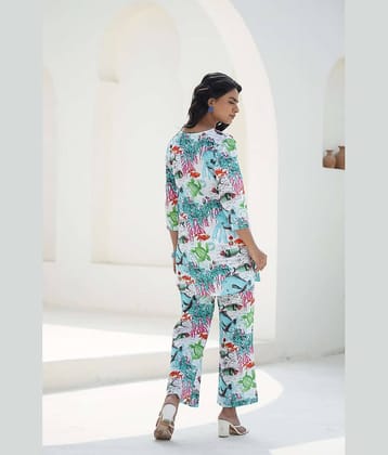 Label Flavia Women Printed Shirt With Trousers Co-Ord Set ( Multicolor )