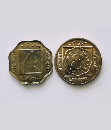 Extremely Rare British India King George V 4 And 8 Anna 1921 & 1920 Set of 2 Coins