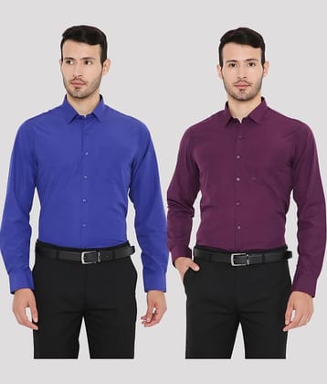Maharaja - Multicolor Polyester Slim Fit Men's Formal Shirt ( Pack of 2 )