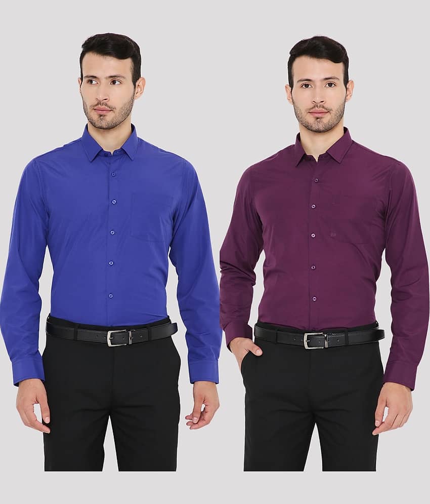 Maharaja - Multicolor Polyester Slim Fit Men's Formal Shirt ( Pack of 2 )