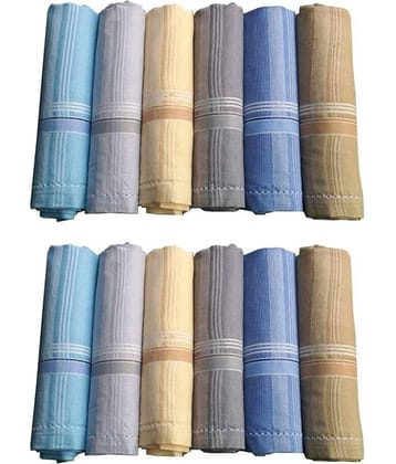 N G Products Premium Cotton Handkerchief for Men and Boy Set of 12 PCs_size: 45×45 cm (Multicolor with Strips)