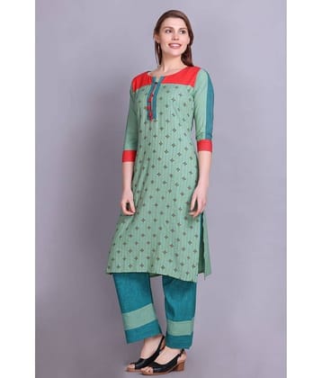 ELTHIA - Olive Cotton Women's Straight Kurti ( Pack of 1 )