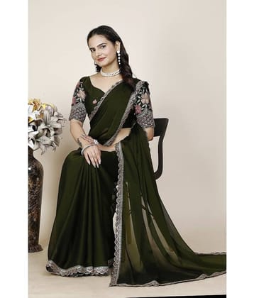 Gullak Chiffon Embroidered Saree With Unstitched Blouse Piece ( Green )