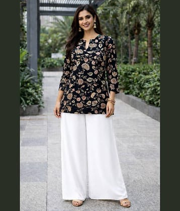 Mahek Fashion Women Printed Tunic With Palazzos Co-Ord Set ( Black )