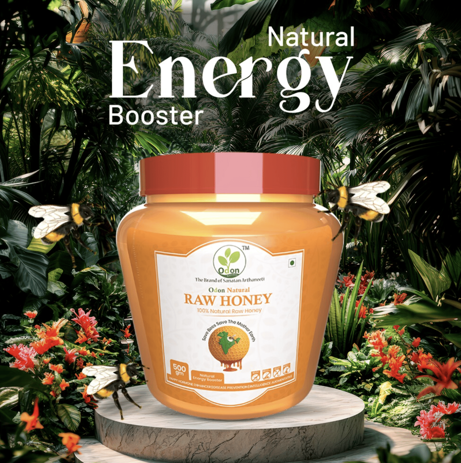 Odon Natural  ACACIA RAW HONEY I Intelligence Augmentative I Happy Hormone Enhancer I Disease Prevention I Boosting Immunity | Maintain Cholesterol & Glycogen level I Raw & Unprocessed-500gm