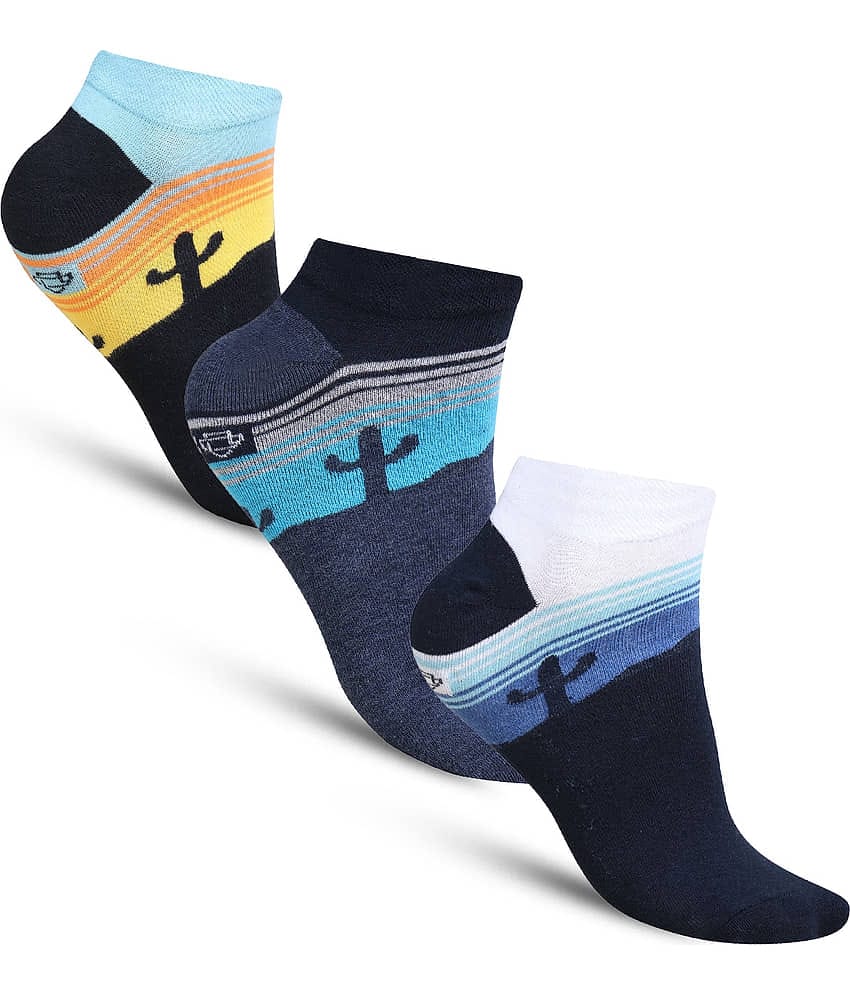 Dollar - Cotton Men's Printed Multicolor Low Ankle Socks ( Pack of 3 )