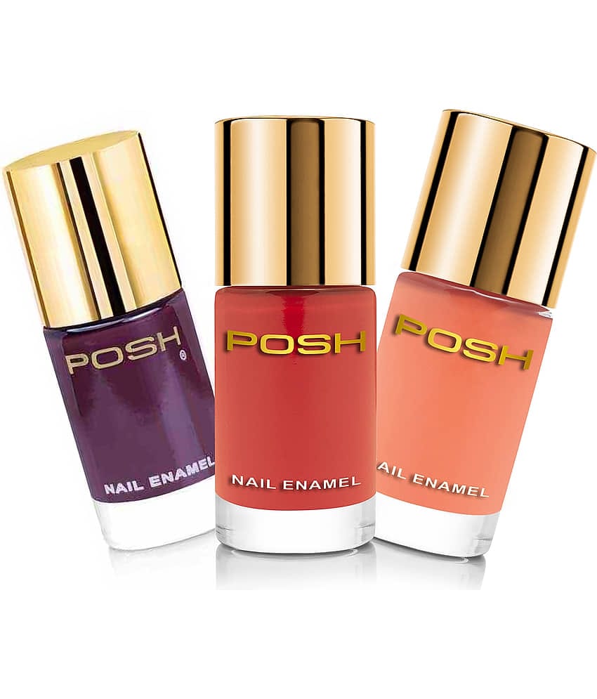 Posh - Multi Glossy Nail Polish ( Pack of 3 )