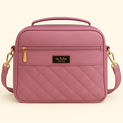 Stylish Quilted Sling Bag for Women & Girls Office & Casual Use Everyday Crossbody (Pink) Stylish Quilted Sling Bag for Women & Girls Office & Casual Use Everyday Crossbody (Pink)