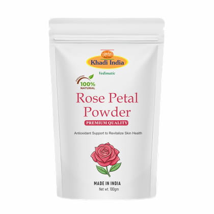 Khadi 100% Organic Rose Petal Powder Antioxidant Support To Revitalize Skin Health | 100% Pure & Natural | Face Pack For Cleansing & Hydration (100gm., ROSE PETAL) Khadi 100% Organic Rose Petal Powder Antioxidant Support To Revitalize Skin Health | 100% 