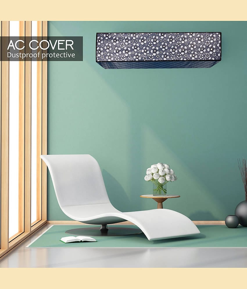 CASA FURNISHING Single Polyester Blend Blue AC Cover for 1.5 Ton Split AC