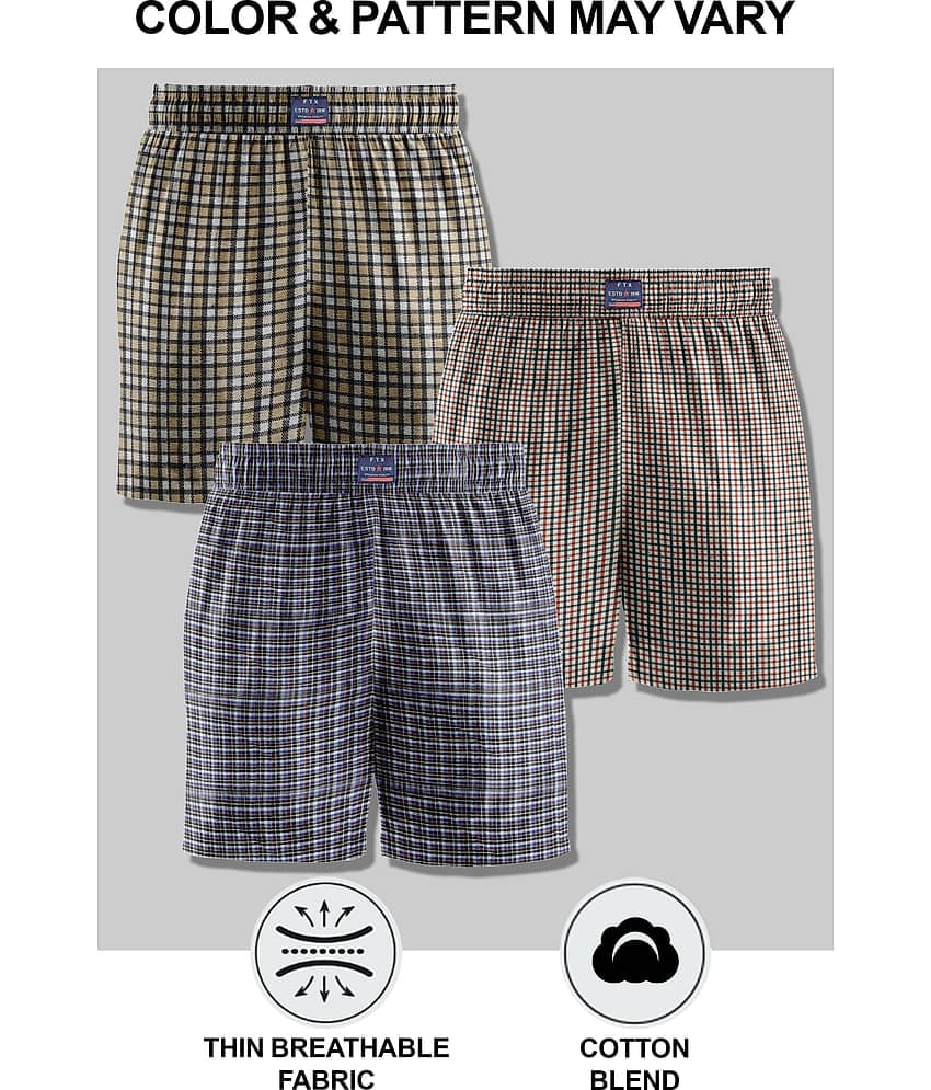 FTX Pack of 3 Cotton Blend Boxers For Men's ( Beige )