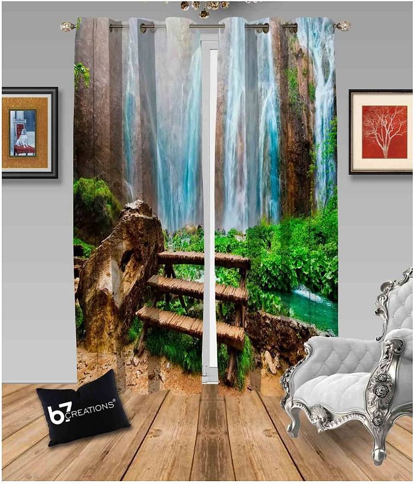 B7 CREATIONS Set of 2 Door Semi-Transparent Eyelet Polyester Curtains Multi Color