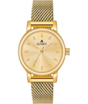 Aglance - Gold Metal Analog Womens Watch