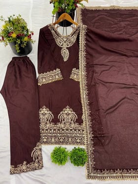 Trendy Top-Bottom And Dupatta With Embroidery Sequence Work Trendy Top-Bottom And Dupatta With Embroidery Sequence Work