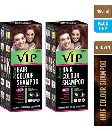 VIP Natural Hair Colour Shampoo Natural Permanent Hair Color 180 mL Brown