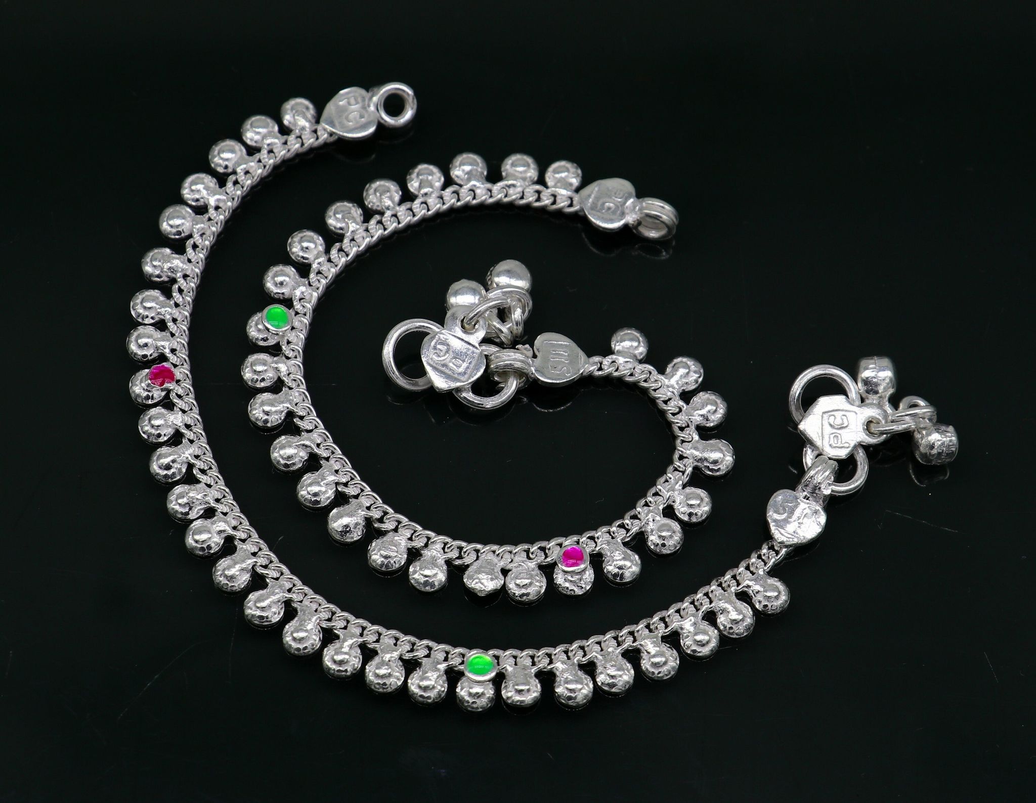 5.5" long handmade customized waved design single chain fabulous noisy anklets for baby or kids personalized gift foot bracelet ank294