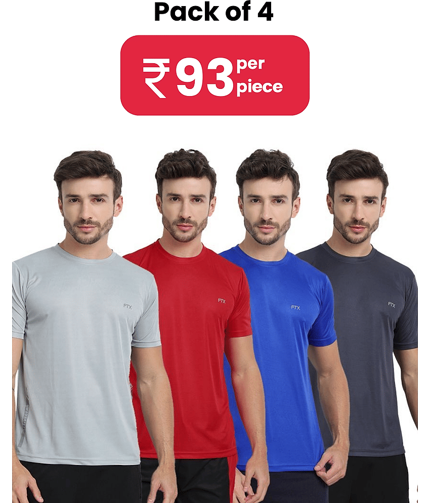 FTX Pack of 4 Polyester Regular Fit Men's T-Shirt ( Multicolor8 )