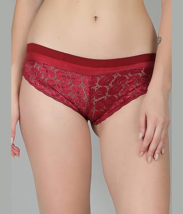 N-Gal Nylon Self Design Women's Briefs ( Red ) NTPN07