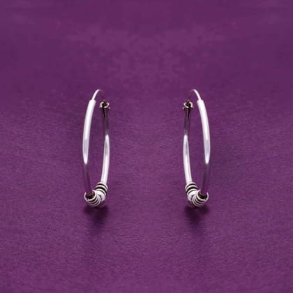 Sterling Twisted Wires Silver Hoops Earrings-None / Oxidised Silver