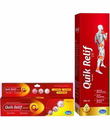 Quik Relif Pain Relief Combo 100ml Oil + 15g Ointment Effective Relief from Muscle & Joint Pain