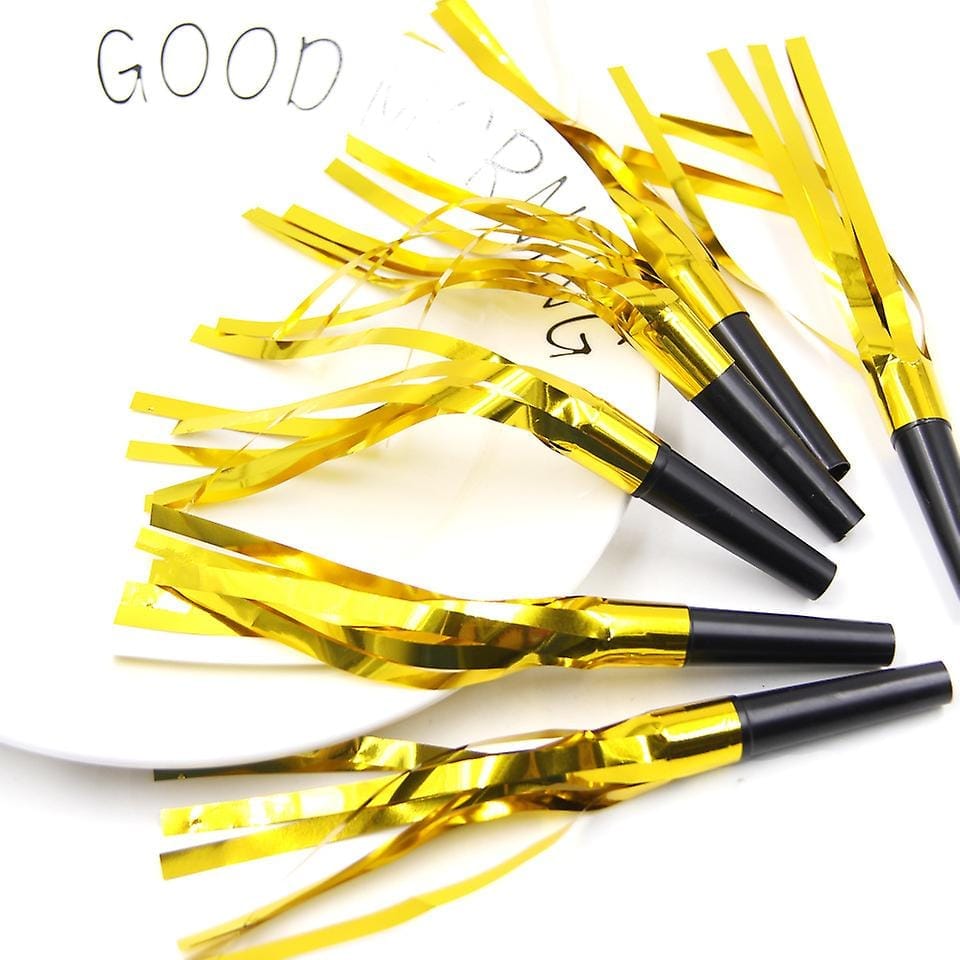 Foil Golden & Black Blowouts - 6 PC - Party and Festive Needs | Buy online on ZillyBuy