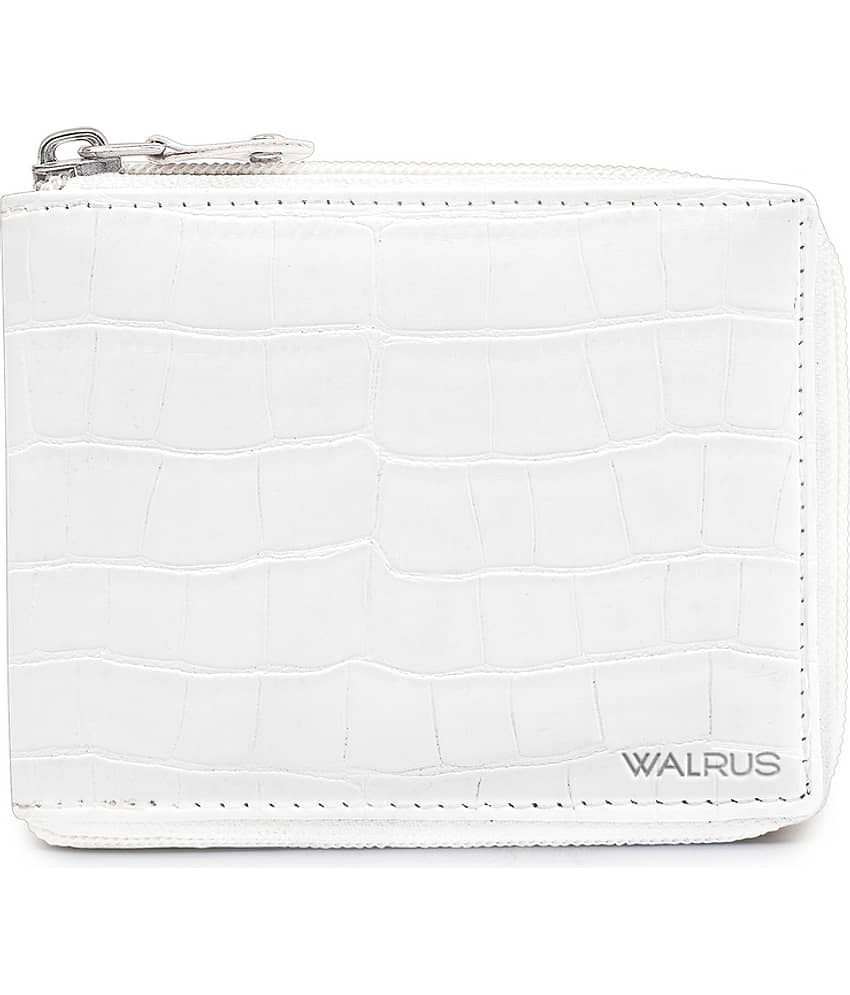 Walrus White Faux Leather Men's Zip Around Wallet ( Pack of 1 )
