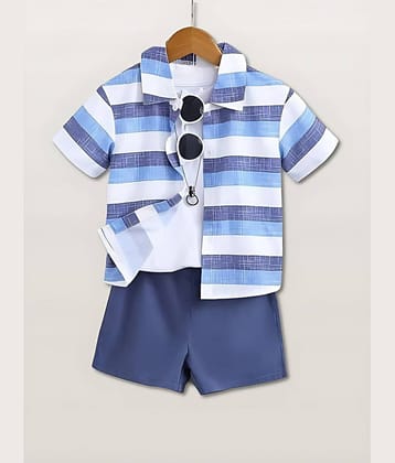 Ocvito Pack of 1 Boys Cotton Shirt & Shorts Set ( Light Blue )