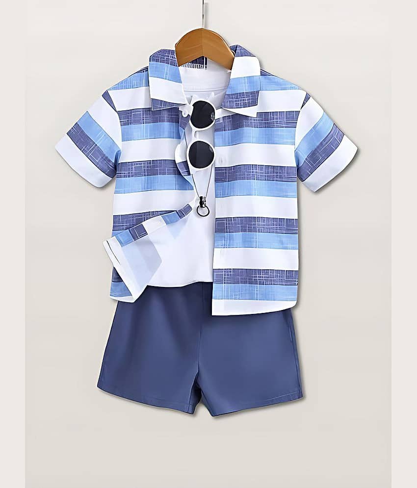 Ocvito Pack of 1 Boys Cotton Shirt & Shorts Set ( Light Blue )