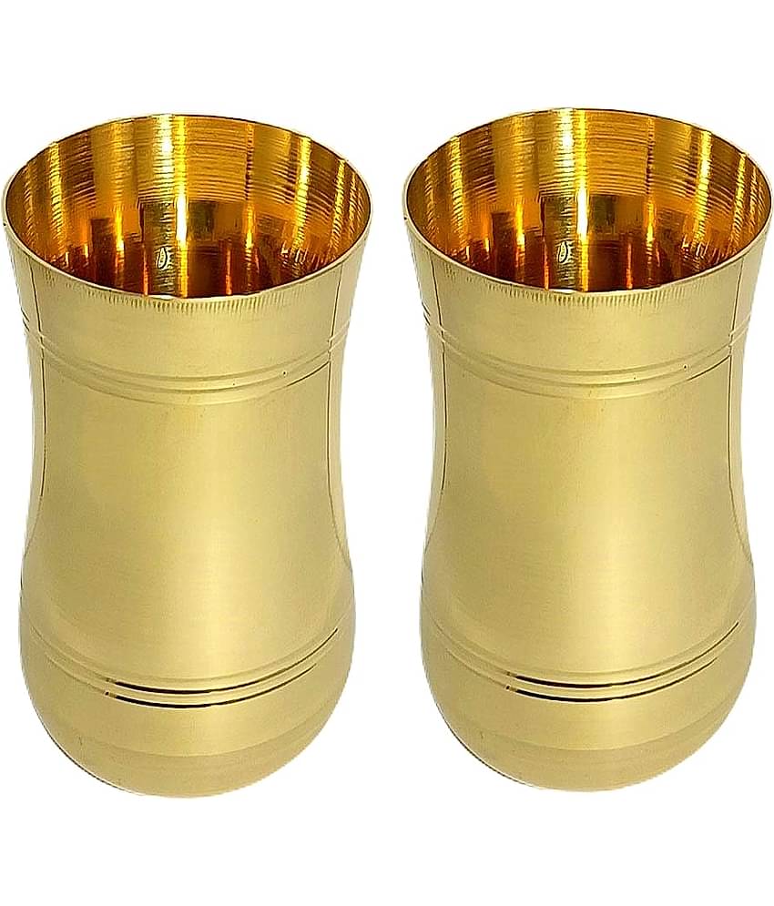 A & H ENTERPRISES - Brass Glasses Set 300 ml ( Pack of 2 )
