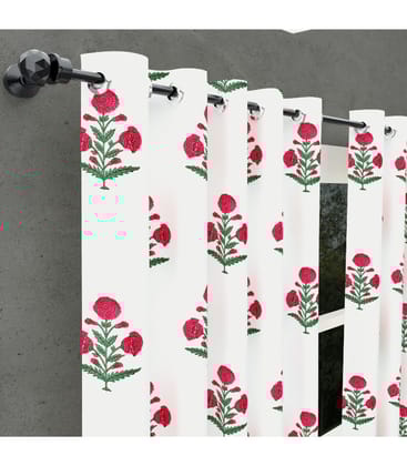 Ocean Enclave Floral Harmony Curtains  Hand Block Print in Cotton ( 5 Feet )