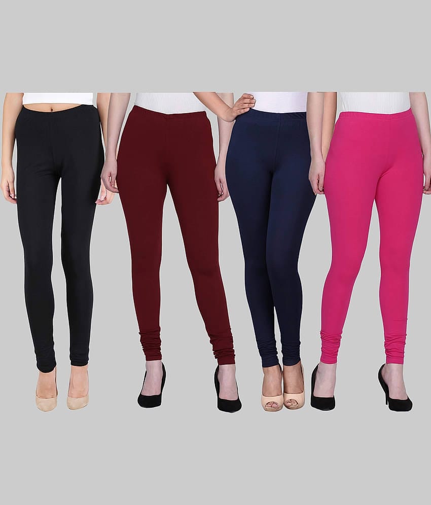 FnMe - Multicolor Cotton Women's Leggings ( Pack of 4 )