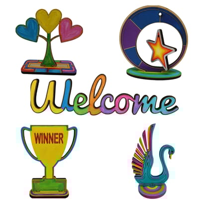 Wood Painting Kit with Pre-Cut Wooden Shapes – DIY Paintable Wooden Cutouts for Creative Art, Craft and Home Decoration