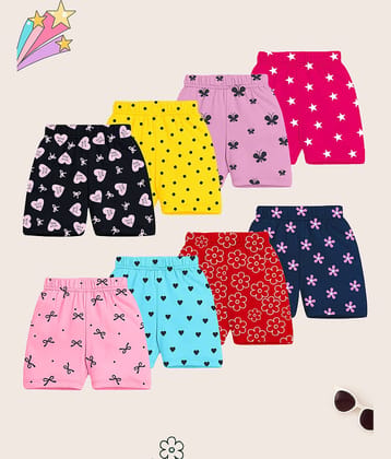 Kuchipoo Pack of 8 Girls Cotton Blend Shorts ( Multicolor 12 )
