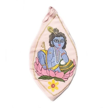 MAYAPURI Sree Gopal Embroidery Cotton Chanting Bag/Gomukhi Japa Bag with Sakshi Mala Counter