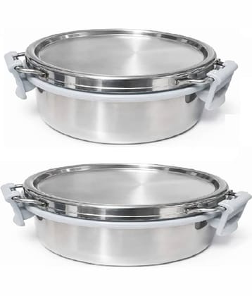 Dynore Lunch Box / Tiffin Stainless Steel Lunch Box 2 - Container ( Pack of 2 )