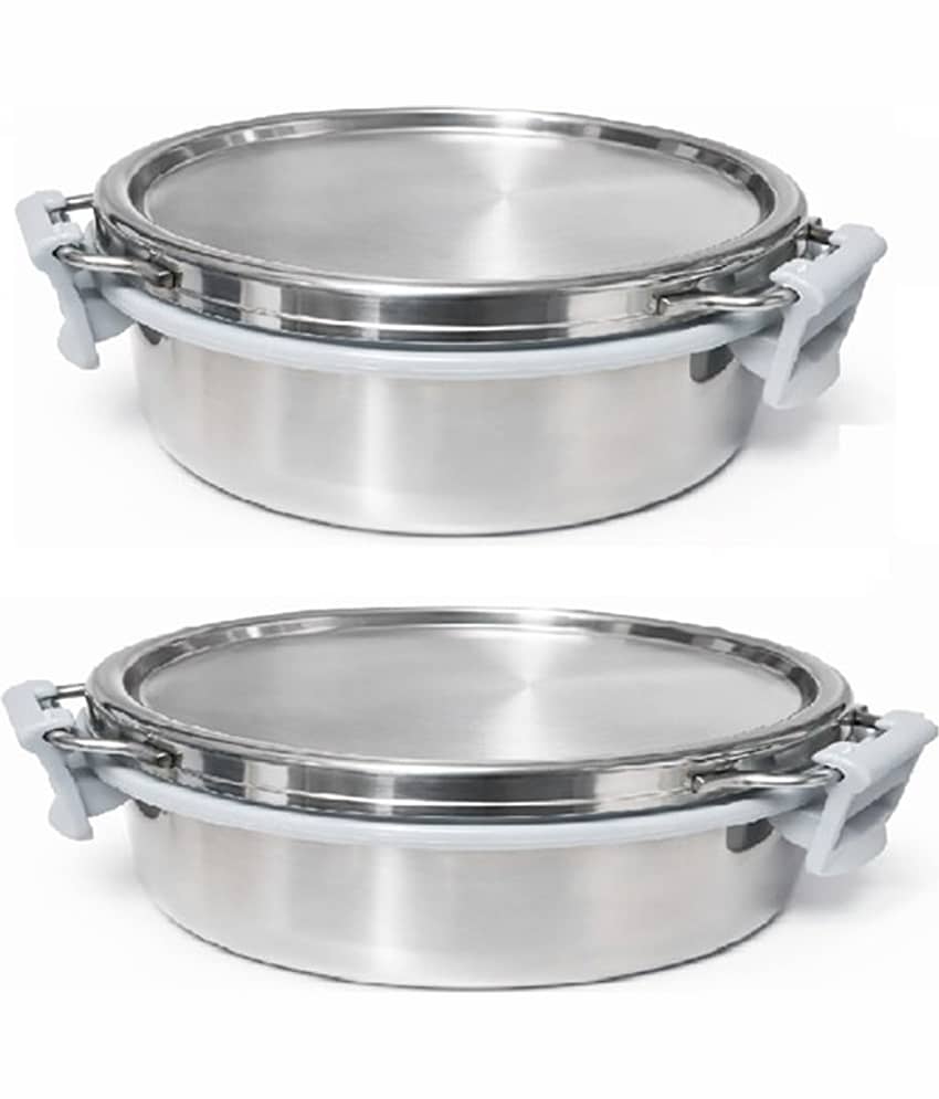 Dynore Lunch Box / Tiffin Stainless Steel Lunch Box 2 - Container ( Pack of 2 )