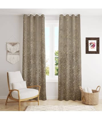 Kraftiq Homes Abstract Room Darkening Eyelet Curtain 9 ft ( Pack of 2 ) - Dark Grey