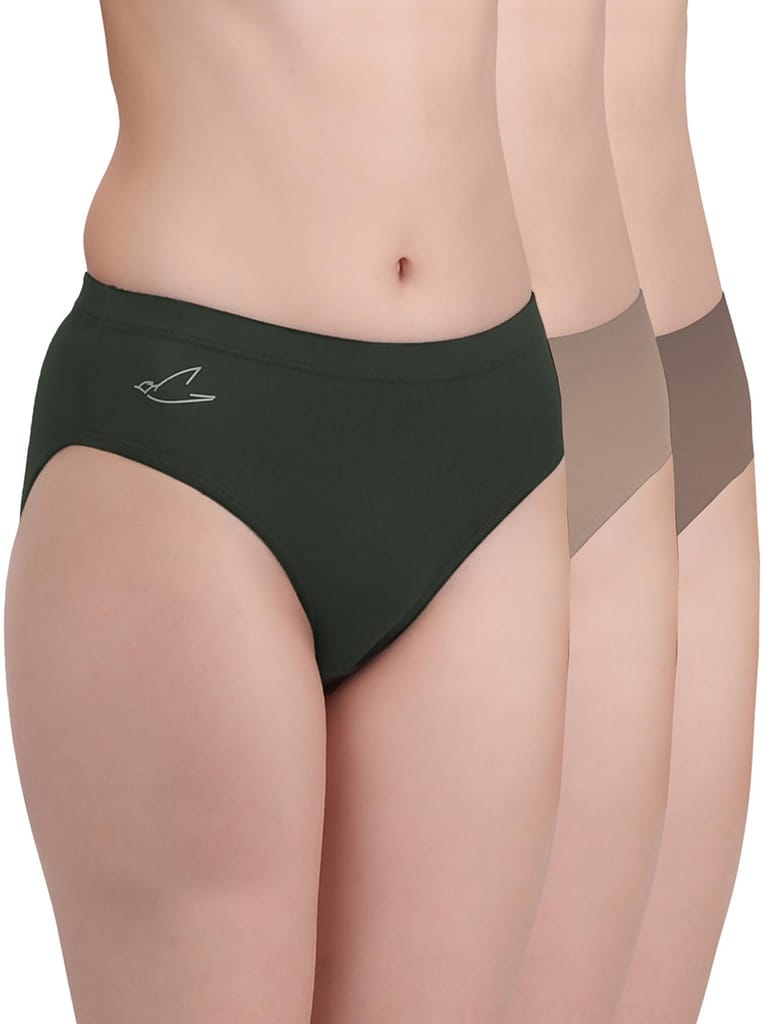 Freecultr Women’s Micromodal Mid-Rise Hipster | Super Soft & Breathable Fabric | Medium Rear Coverage | Comfortable Stretch Elastic | Pack of 3  |Color - Avocado Green,Clay,Pink