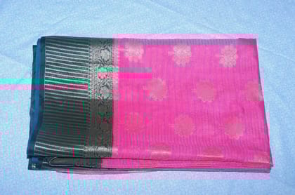 Elegant Pink and Black Gerri Saree