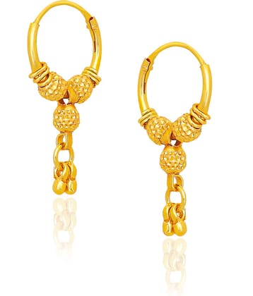 LUV FASHION Golden Hoops Earrings ( Pack of 1 )