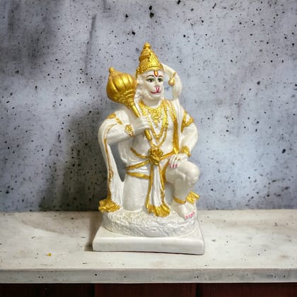 Sitting Lord Hanuman Marble Statue , Bajrang Bali – H 21 cm-Composite Marble