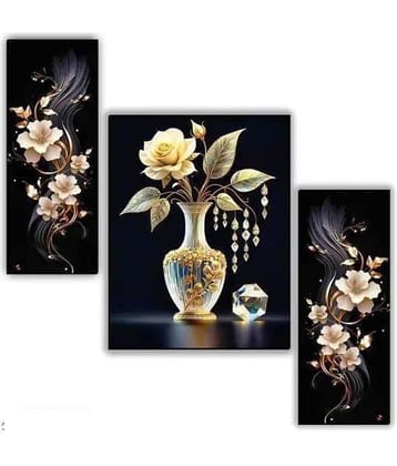 SNDArt Set Of 3 Flower Pots Wall Paintings For Living Room Gift Items 12 x 18 inch