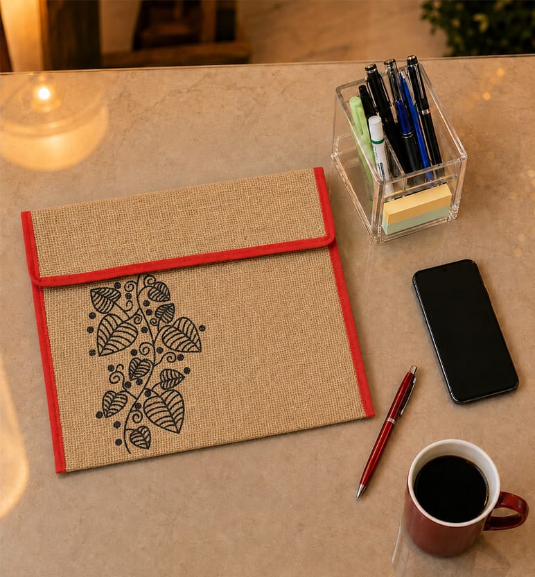 Handcrafted Printed Jute File Cover