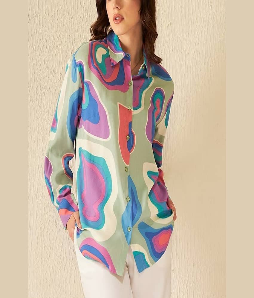 COOL AND CASUAL Women Printed Cotton Shirt ( Multicolor )
