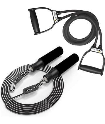 COMBO DOUBLE TONING TUBE AND FOAM SKIPPING ROPE  for Belly Fat Loss & Resistance band for Gym Workout
