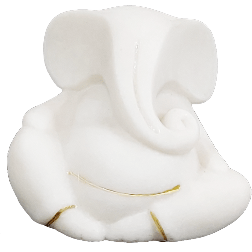 Ganesh Idol Car Dashboard – Hindu Ganesha Statue Puja Items Decor, H -8cm-Composite Marble