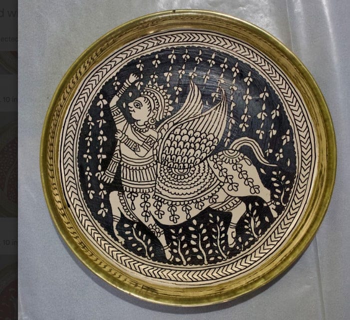 Angel Brass Wall Plate | Mata Ni Pachedi Art