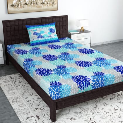 Silhouette leaves Single Bed Bedsheet-Single / Dazzling Blue / VR-2002-SB