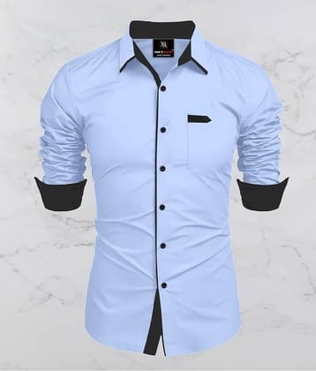 MAN'S SUITUP Cotton Blend Regular Fit Solids Full Sleeves Men's Casual Shirt - Light blue ( Pack of 1 )