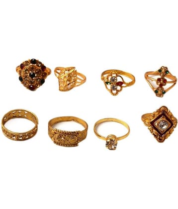 Jewar Mandi Designer Alloy Rings- 8 Pcs